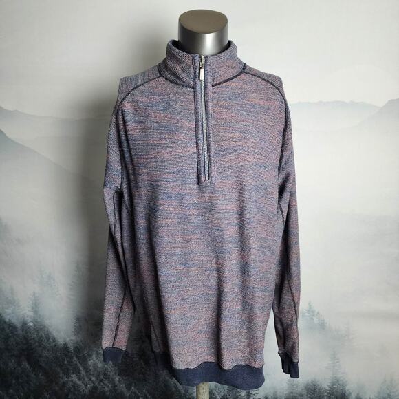 Tommy Bahama Reversible Quarter-Zip Navy Mock Neck Sweater | Men's LT - Picture 4 of 13